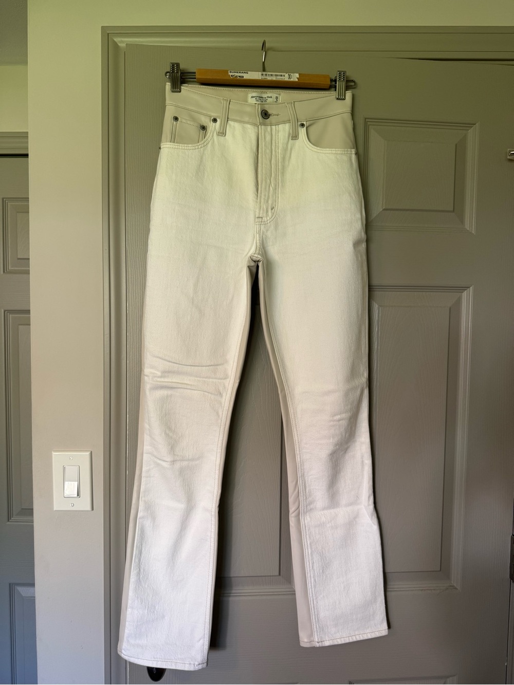 Abercrombie & Fitch Cream Ultra High-Rise Slim Straight Jeans